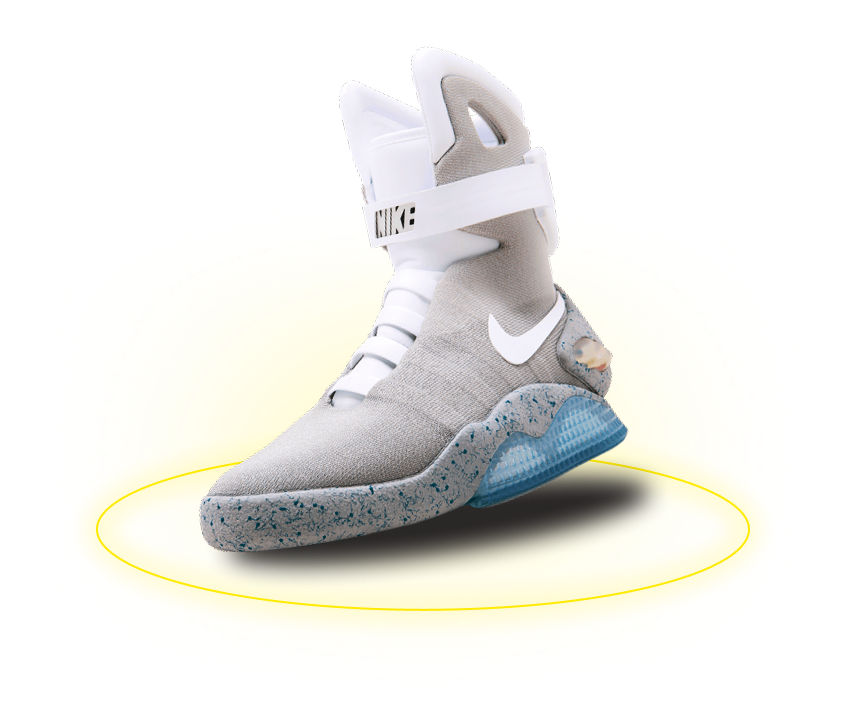 Кроссовок  Nike Air Mag с желтым кольцом под подошвой